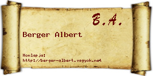 Berger Albert névjegykártya
