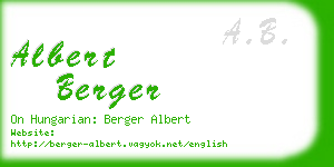 albert berger business card